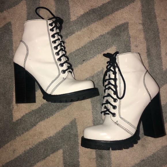 legion lace up high heel booties